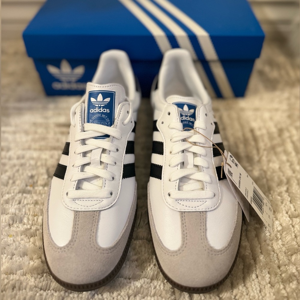 adidas White Black Blue Classic Sneakers
